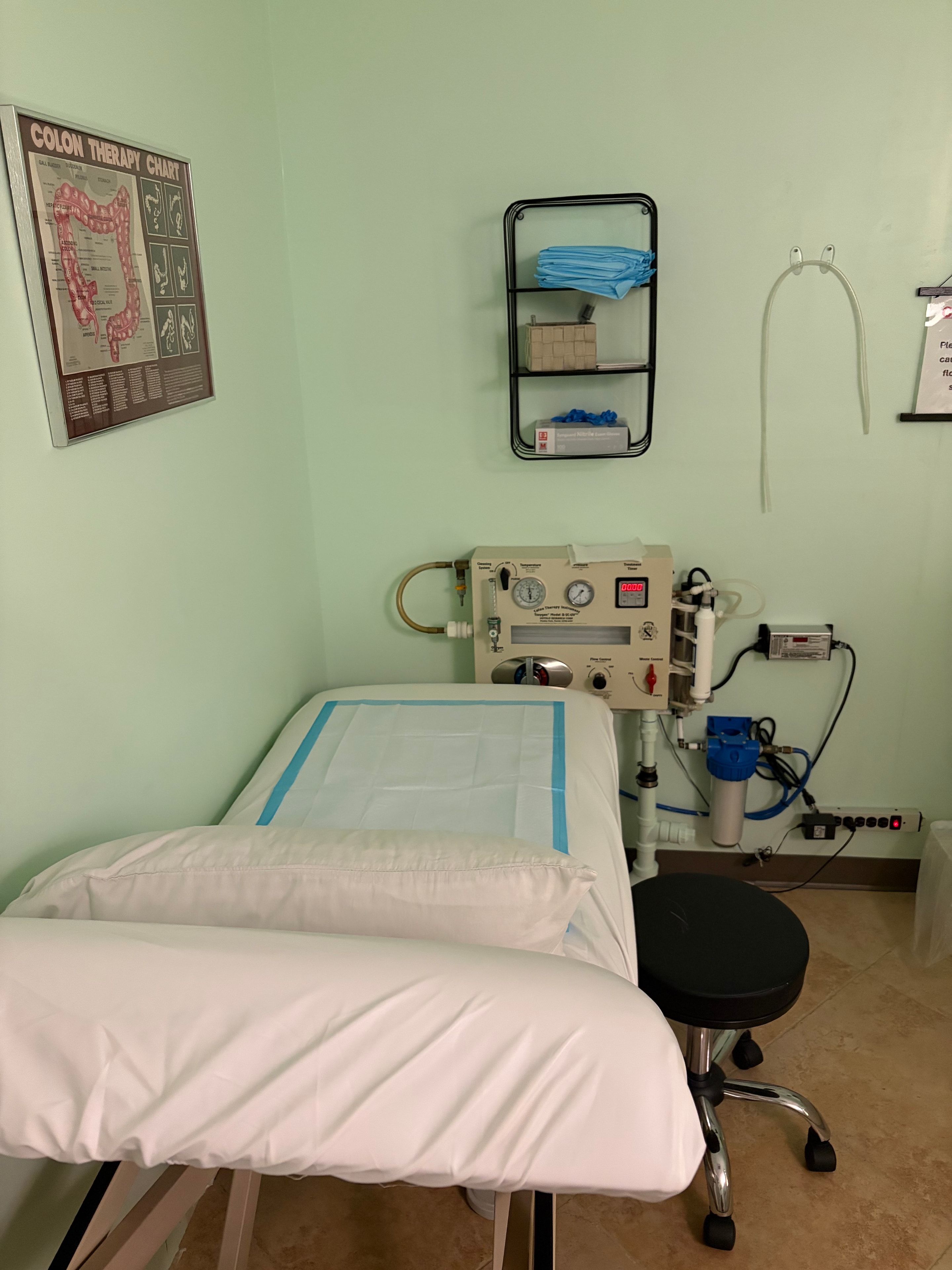 Closed system treatment room with floral art
